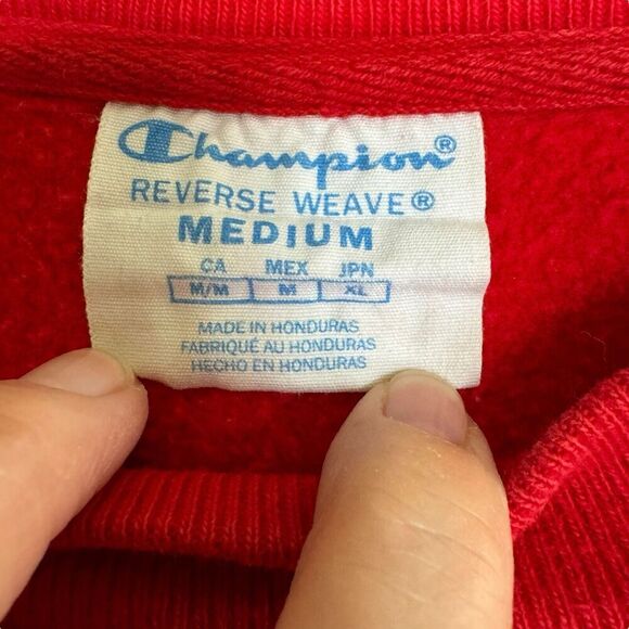 Vtg Champion Reverse Weave Red Embroidered Sweatshirt Sz M Unisex Athleisure - Picture 4 of 7